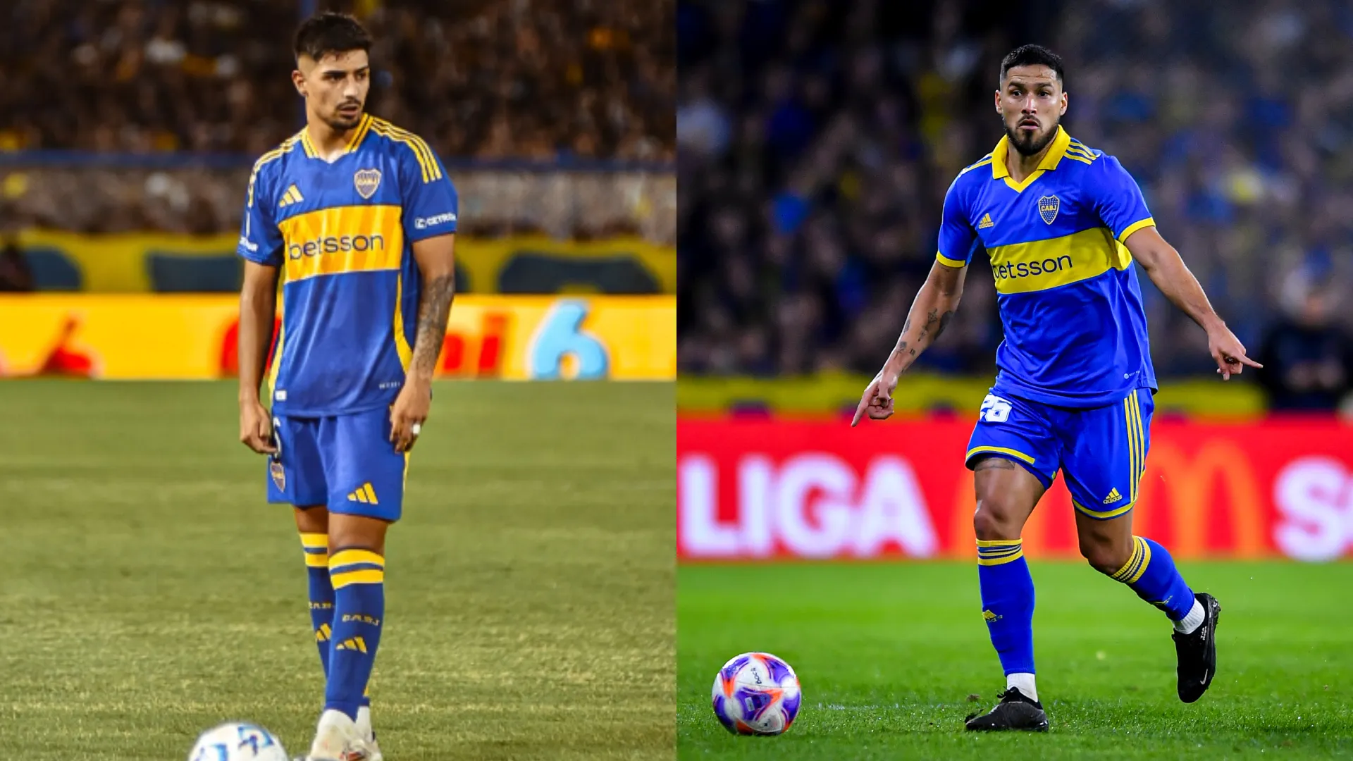 Williams Alarcón y Bruno Valdez, futbolistas de Boca Juniors.