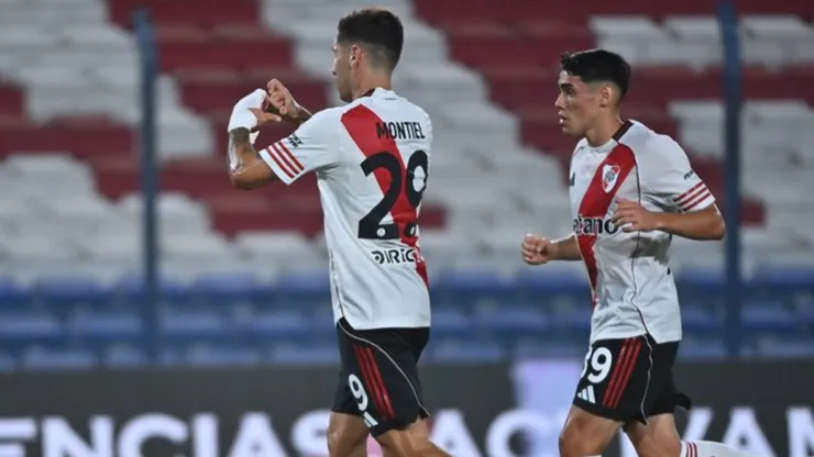 Gonzalo Montiel tras anotar el gol de River ante Millonarios.