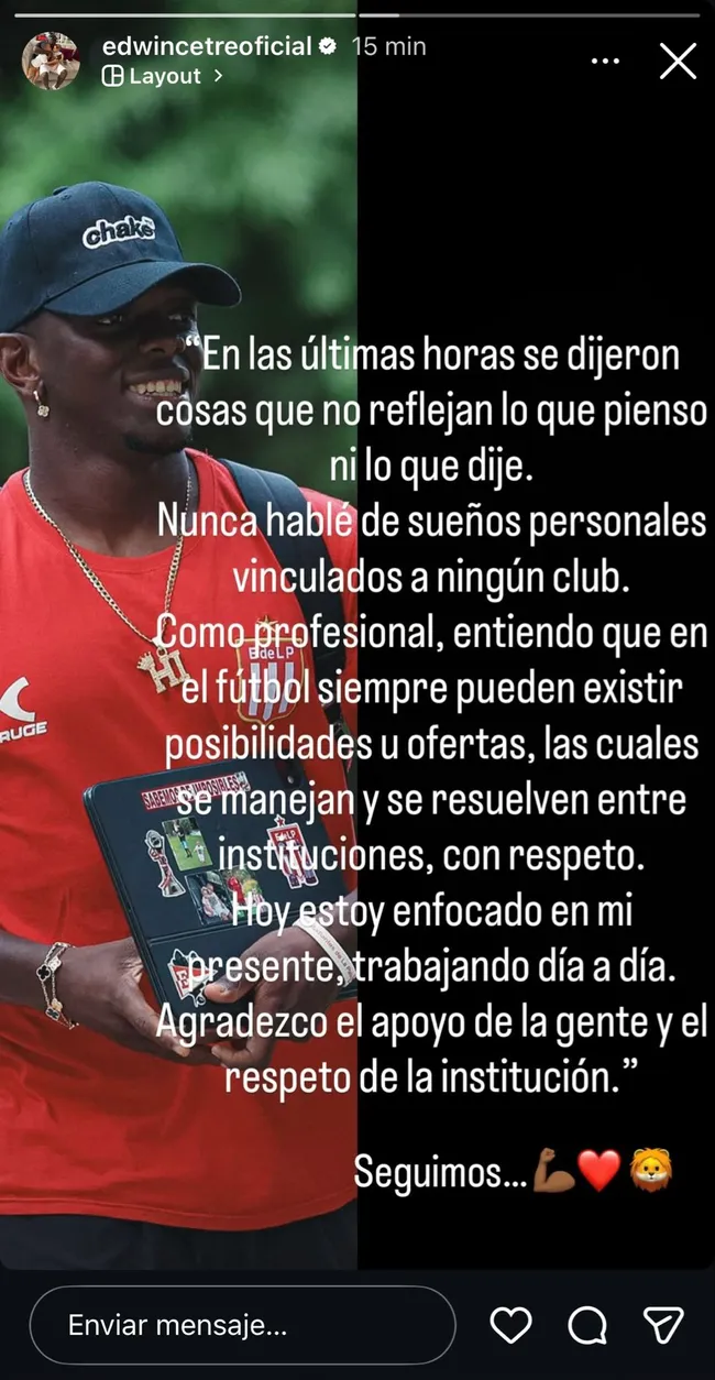 El posteo de Cetré desmintiendo los dichos de su representante sobre su “sueño” de jugar en River.