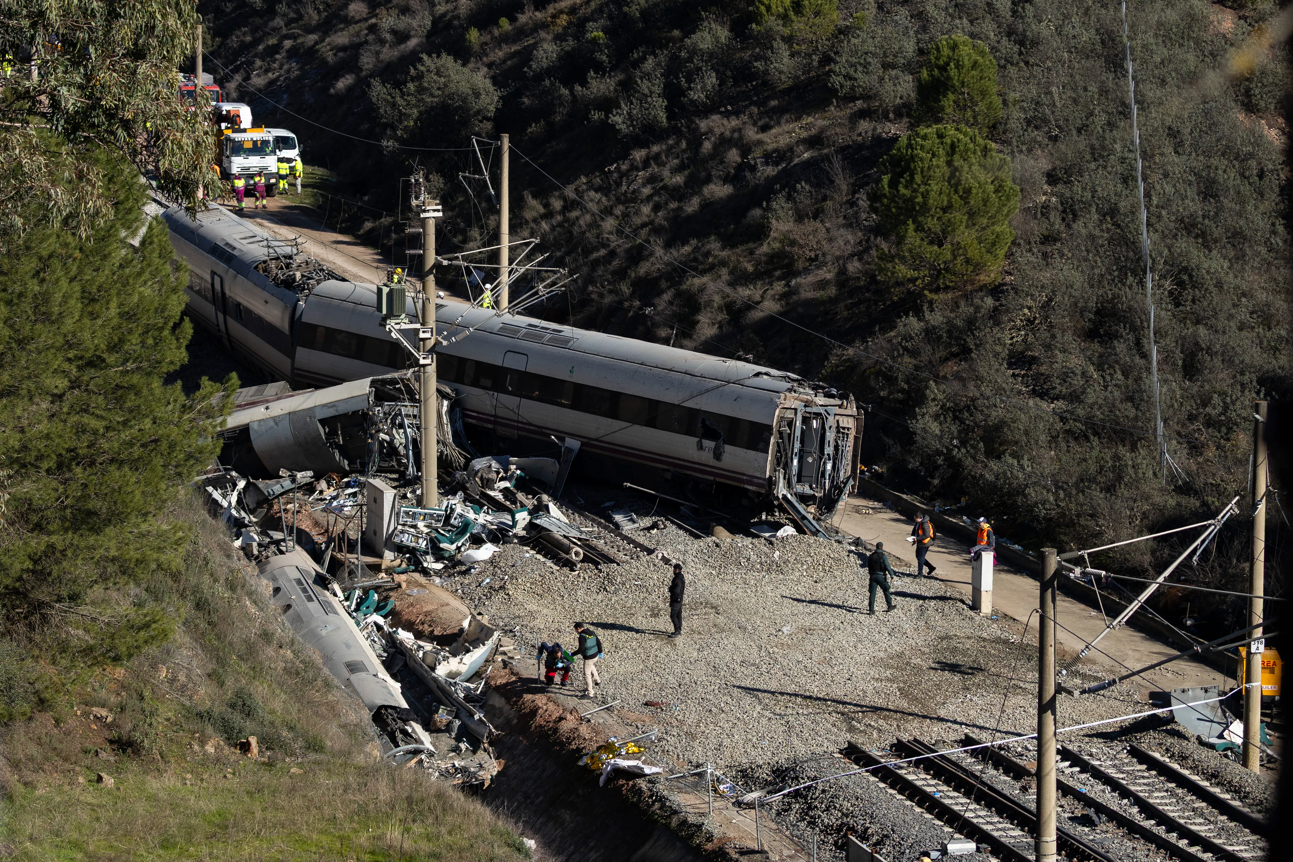 Así quedó uno de los trenes de la tragedia de Adamuz. (Foto: Getty).