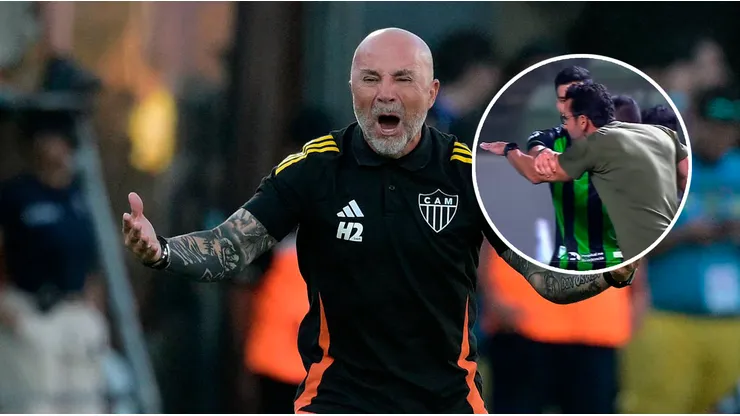 Acalorada discusión de Sampaoli en el clásico entre Atlético y América MG.