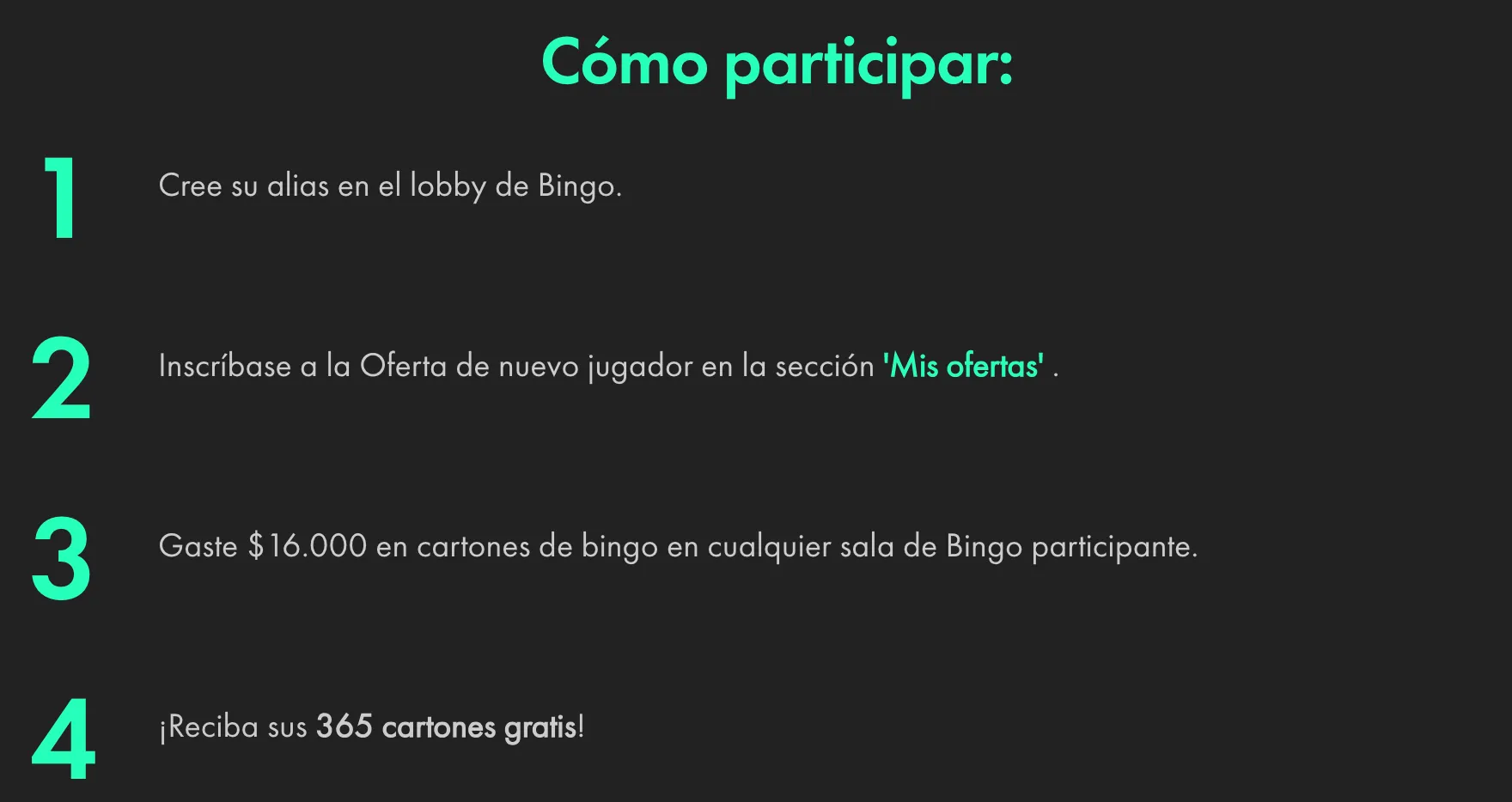 Pasos para participar en el bet365 bingo