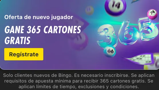 Gane 365 cartones gratis en bingo bet365