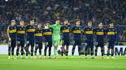 Los futbolistas de Boca Juniors en La Bombonera.