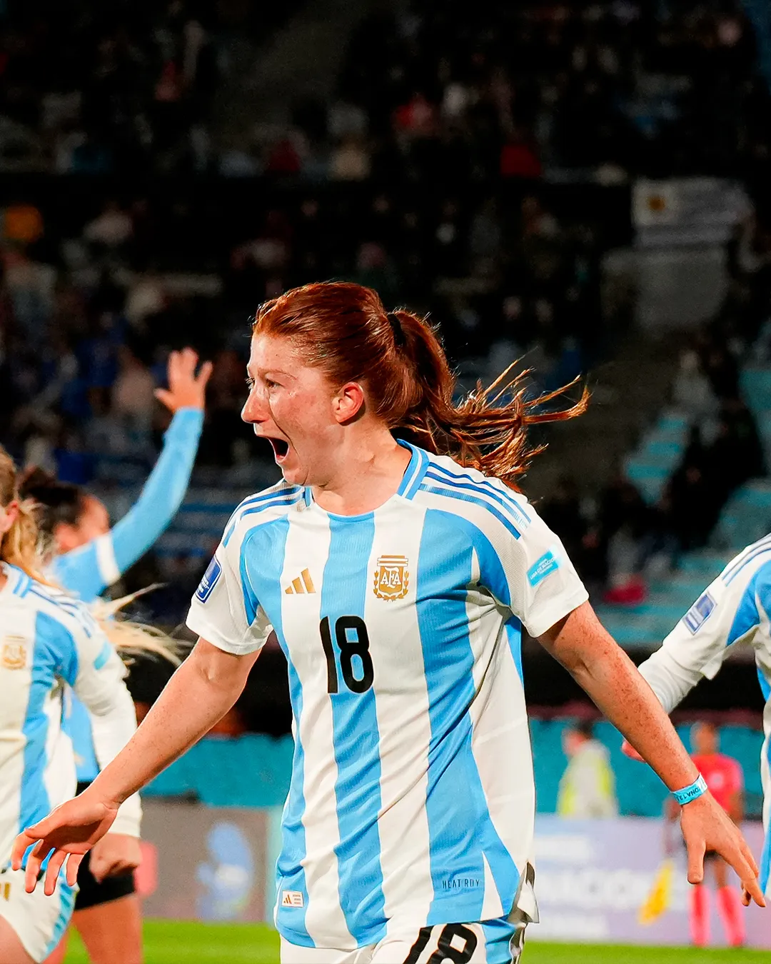 Annika Paz y su primer gol con la Selección Mayor. Foto AFA.