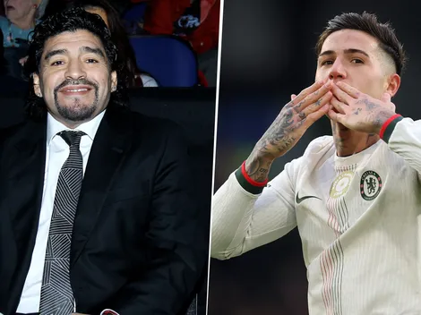 La dedicatoria de Enzo Fernández a Diego Maradona tras su gol al Napoli