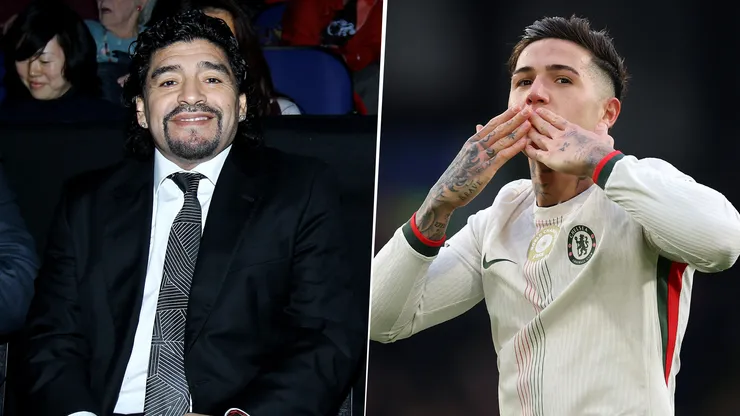 Enzo Fernández le dedicó su gol en el Napoli 2 - Chelsea 3 por Champions League a Diego Maradona.