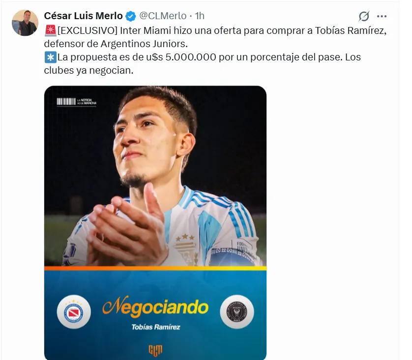 El posteo de César Luis Merlo.