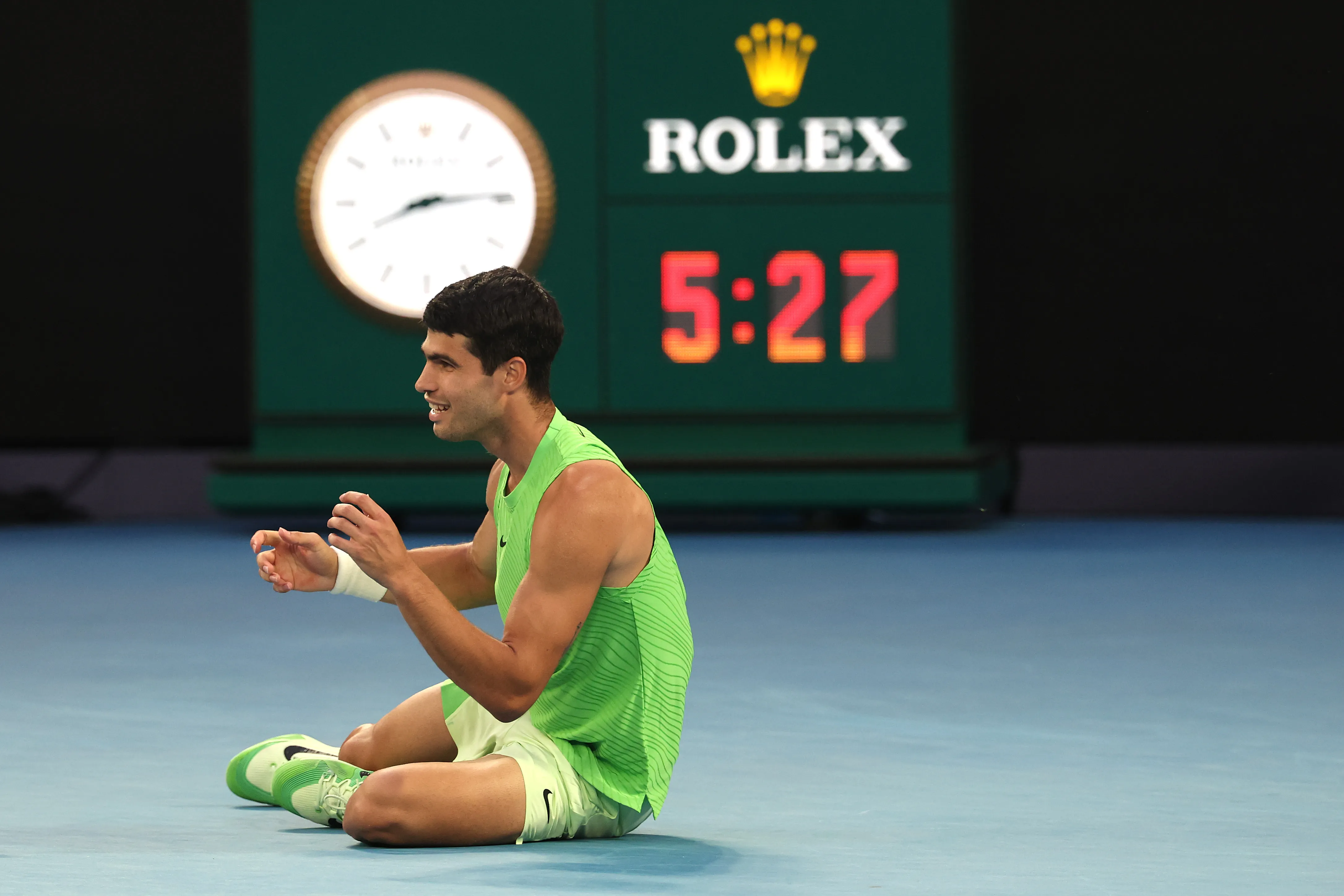 Carlos Alcaraz celebra su triunfo ante Zverev. (Foto: Getty).