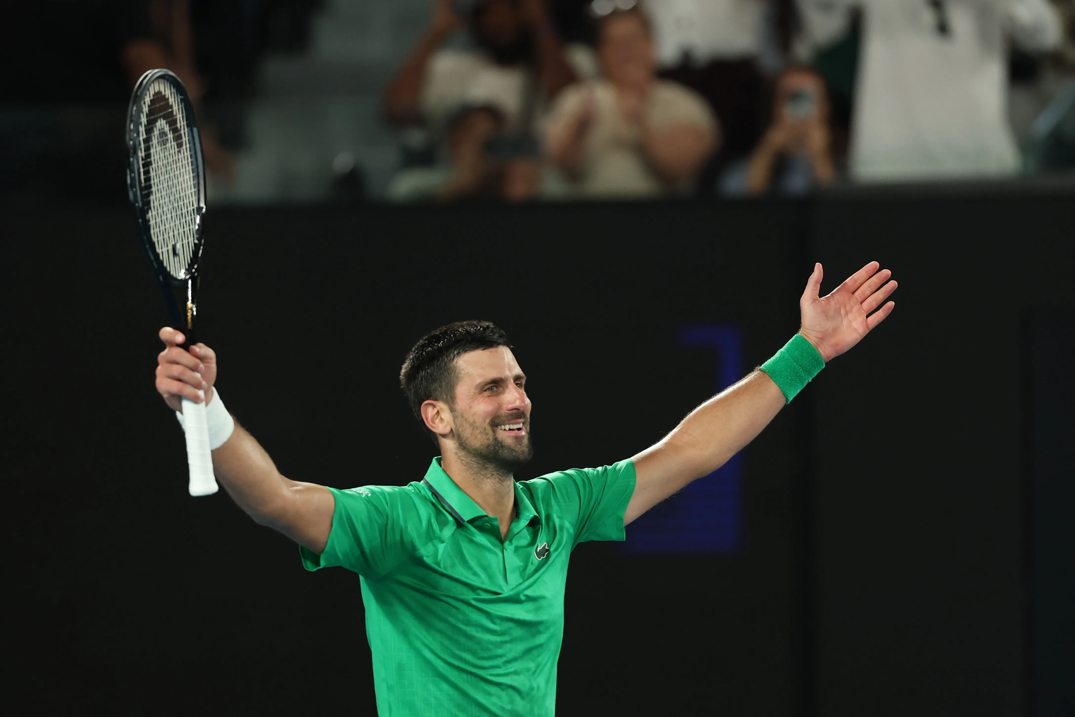 Djokovic celebra su victoria ante Sinner. (Foto: Getty).