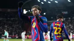 Lamine Yamal festeja su gol ante Albacete.