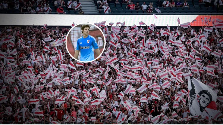 Los hinchas de River bancan a Santiago Beltrán en el arco.