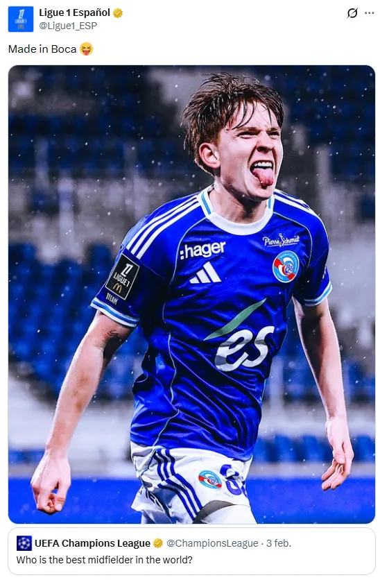 La publicación de la Ligue 1 sobre Valentín Barco.