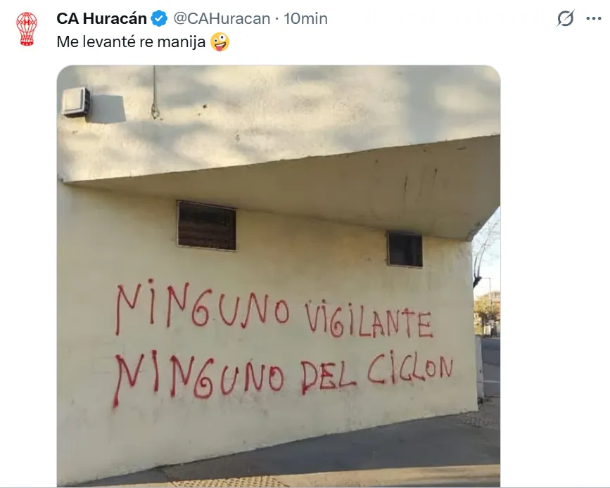 El posteo de Huracán para picantear a San Lorenzo.