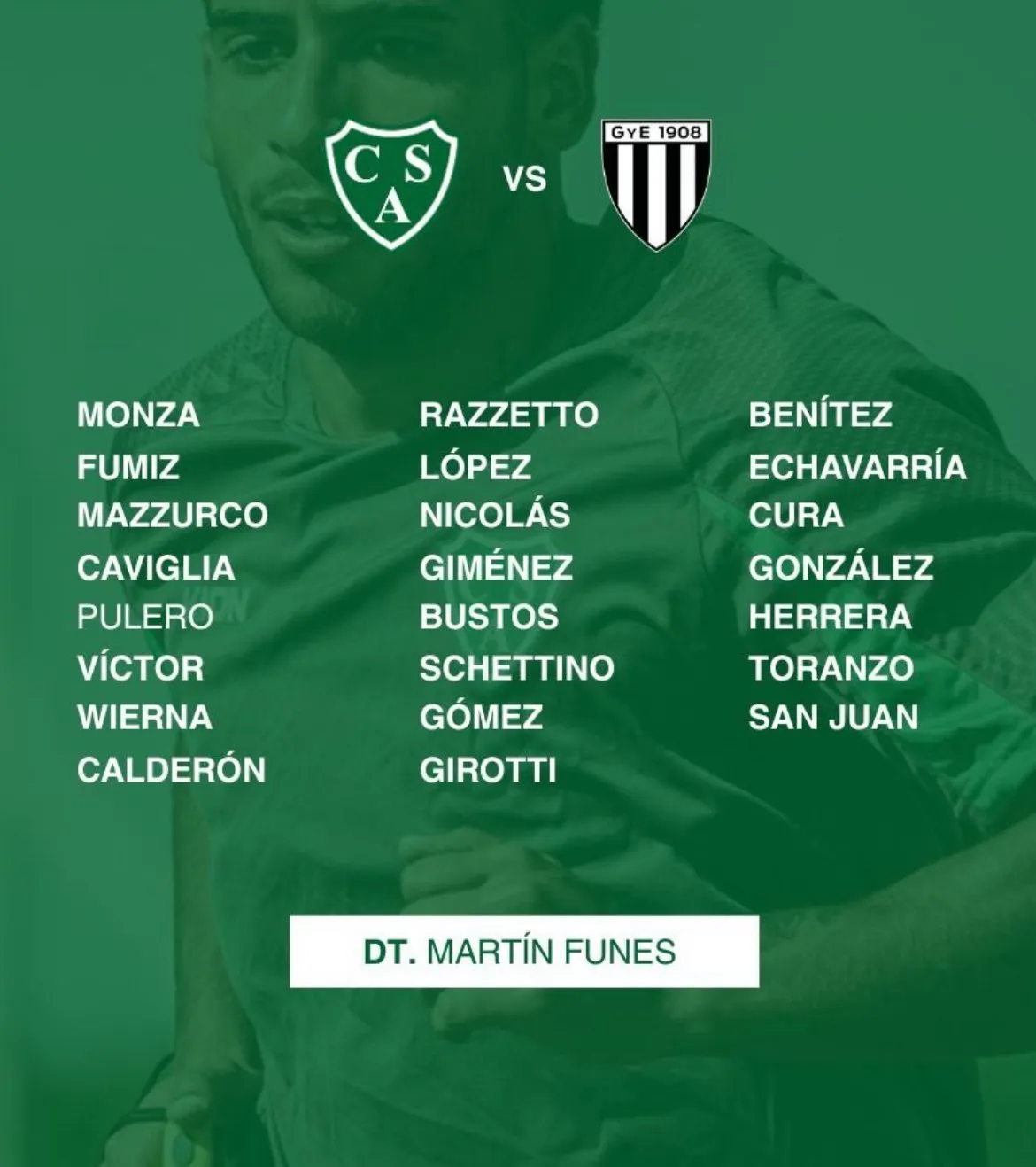 Agustín Wierna ya fue convocado por Sarmiento en Reserva.