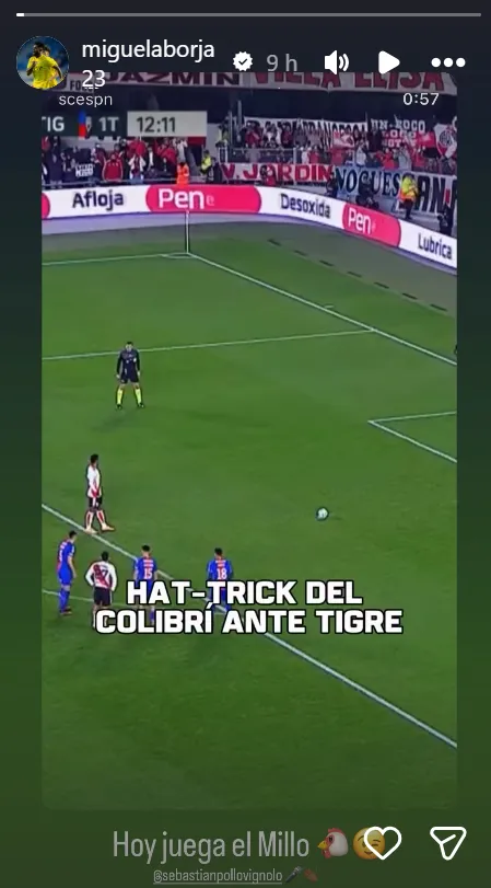 El posteo de Borja para palpitar el duelo de River vs. Tigre