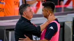 Gallardo y Pity Martínez, fundidos en un abrazo fraternal previo al River vs. Tigre.