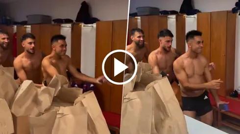 Pity Martínez encabezó los festejos en el vestuario de Tigre.
