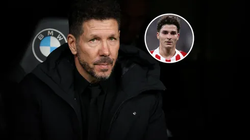 Diego Simeone y Julián Álvarez, argentinos de Atlético de Madrid.
