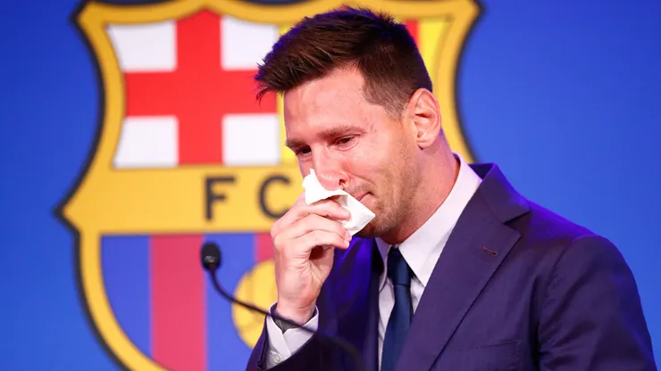 Lionel Messi en su despedida de Barcelona.