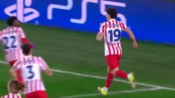 Julián Álvarez celebra su gol en Atlético de Madrid.