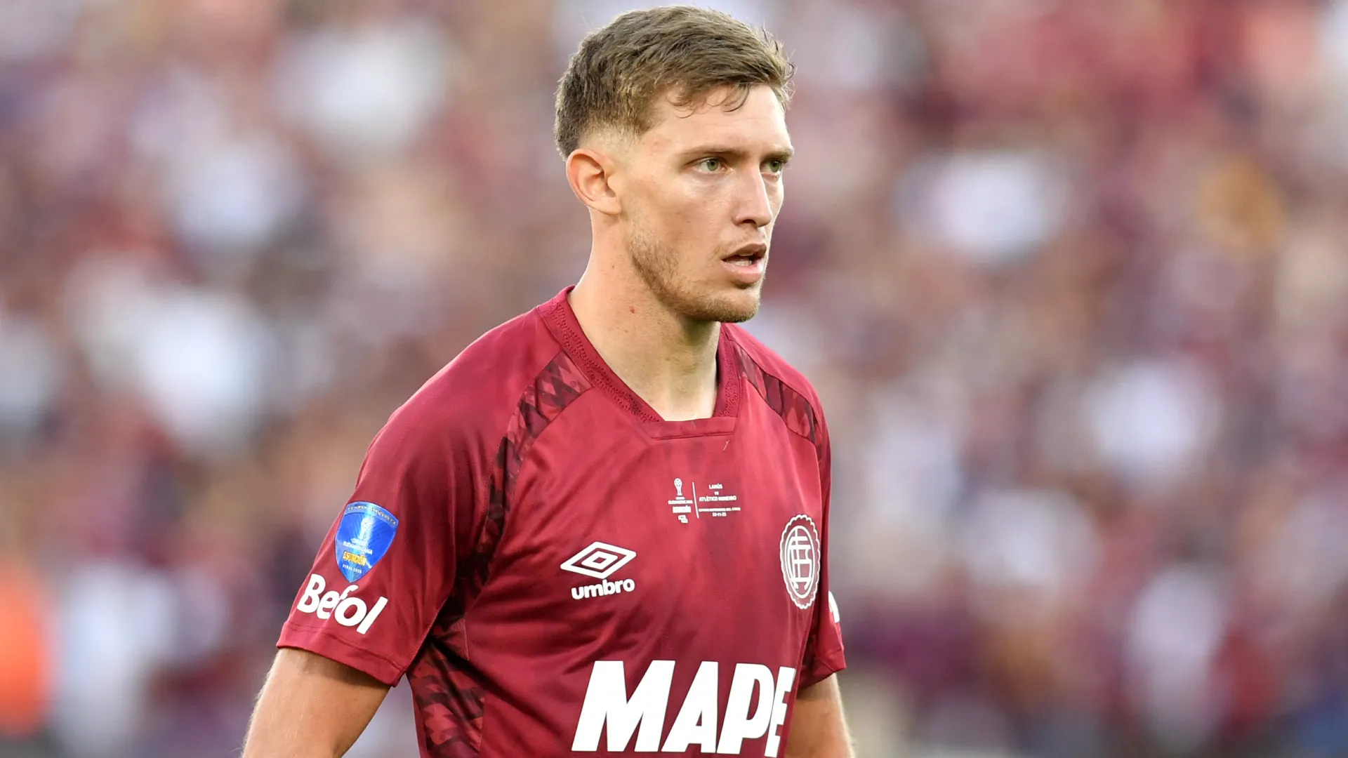 Rodrigo Castillo, delantero de Lanús que marcó el tanto del triunfo en la ida. (Foto: Getty)