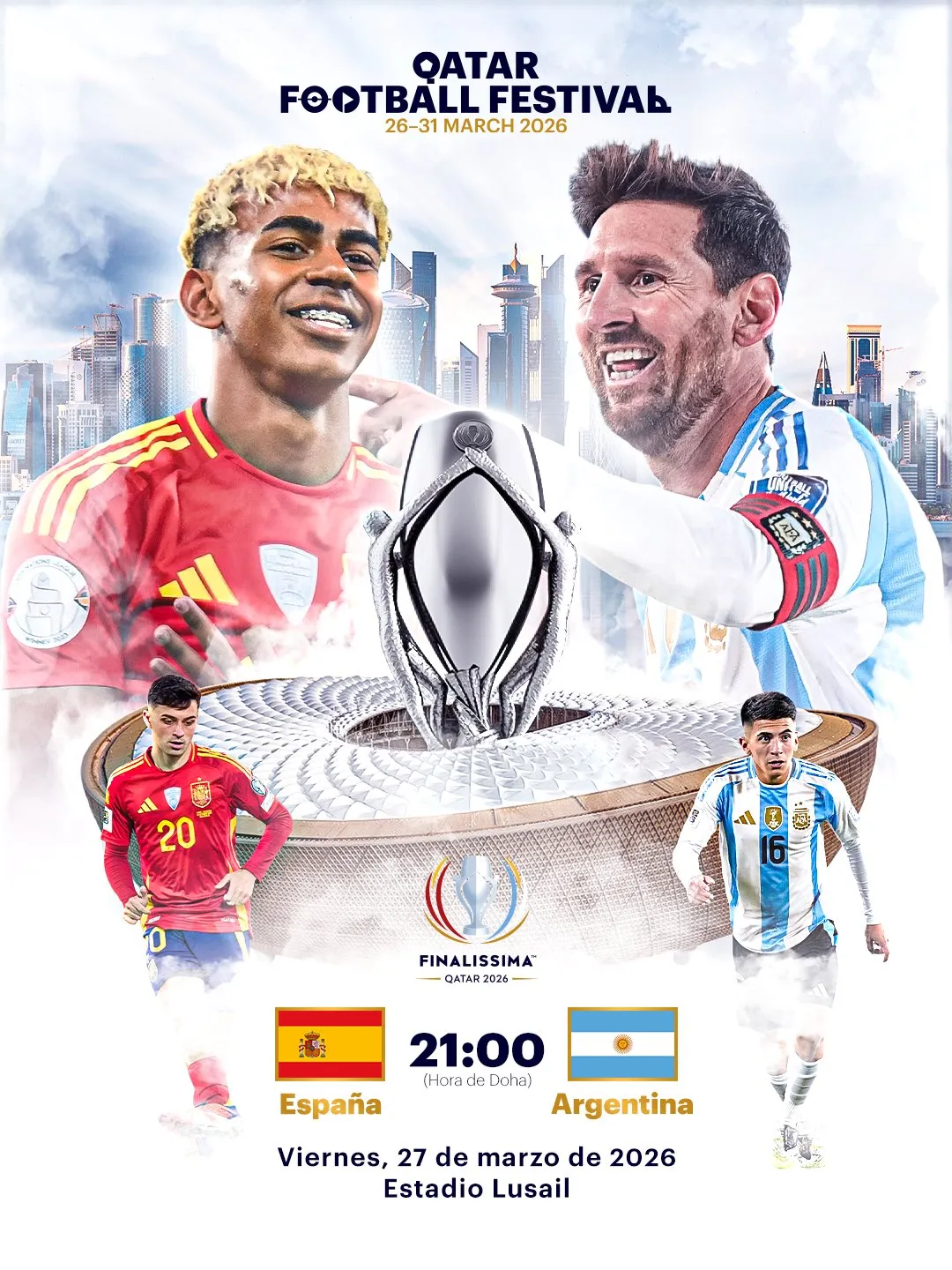 El flyer oficial de la Finalissima dentro del Qatar Football Festival 2026 (Foto: @roadtoqatar)