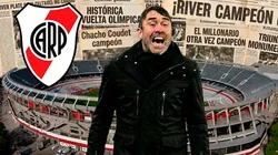 Póster de Eduardo Coudet como DT de River, hecho con Gemini IA