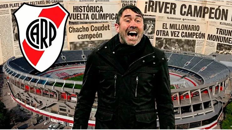 Póster de Eduardo Coudet como DT de River, hecho con Gemini IA