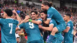 Irak celebra su primer gol ante Bolivia.