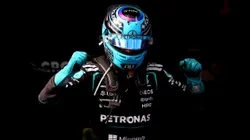 Russell celebra su victoria en el GP de Australia.