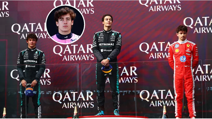 El podio del GP de Australia, sorprendido con los reflejos de Colapinto.