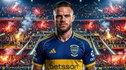 Nahitan Nández con la camiseta de Boca Juniors.