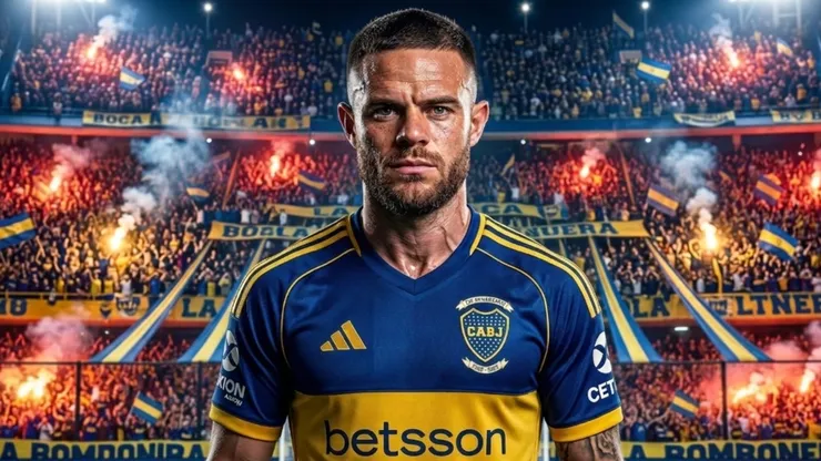 Nahitan Nández con la camiseta de Boca Juniors.