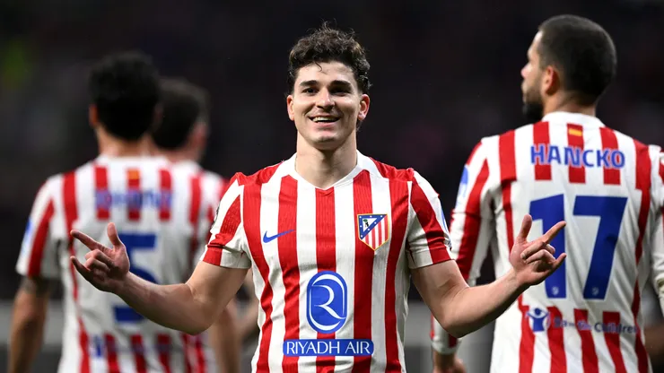 Julián Álvarez celebra uno de sus dos goles ante Tottenham en la Champions League.