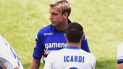 Maxi López y Mauro Icardi en el enfrentamiento entre Sampdoria e Inter.