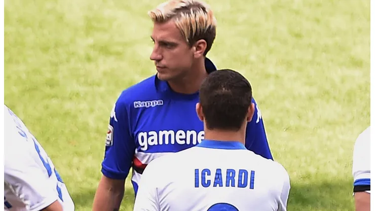 Maxi López y Mauro Icardi en el enfrentamiento entre Sampdoria e Inter.