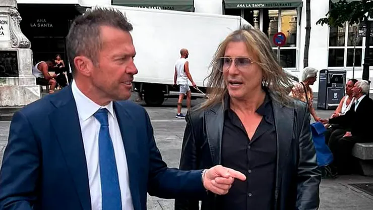 Claudio Caniggia, representante de Ian Subiabre, junto al alemán Lothar Matthäus.