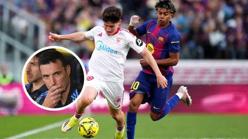 Oso, quien puede ser citado por Lionel Scaloni, metió uno de los dos goles del Sevilla en la derrota con el FC Barcelona en el Camp Nou.