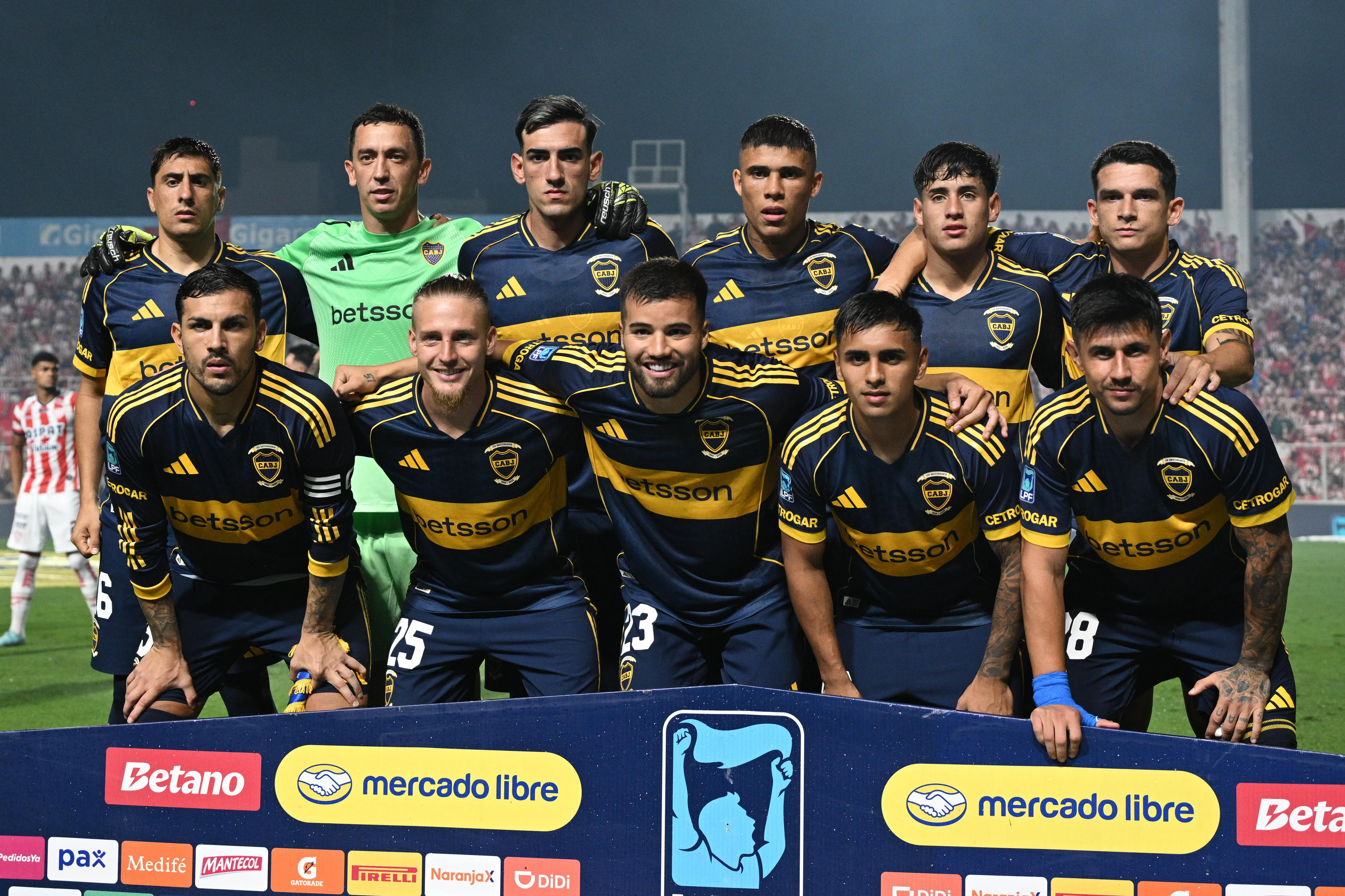 El plantel de Boca antes de enfrentar a Unión.