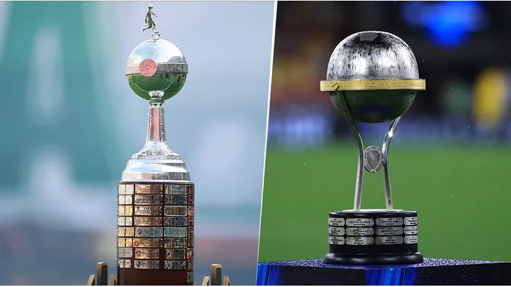Los trofeos de la Copa Libertadores y Sudamericana.