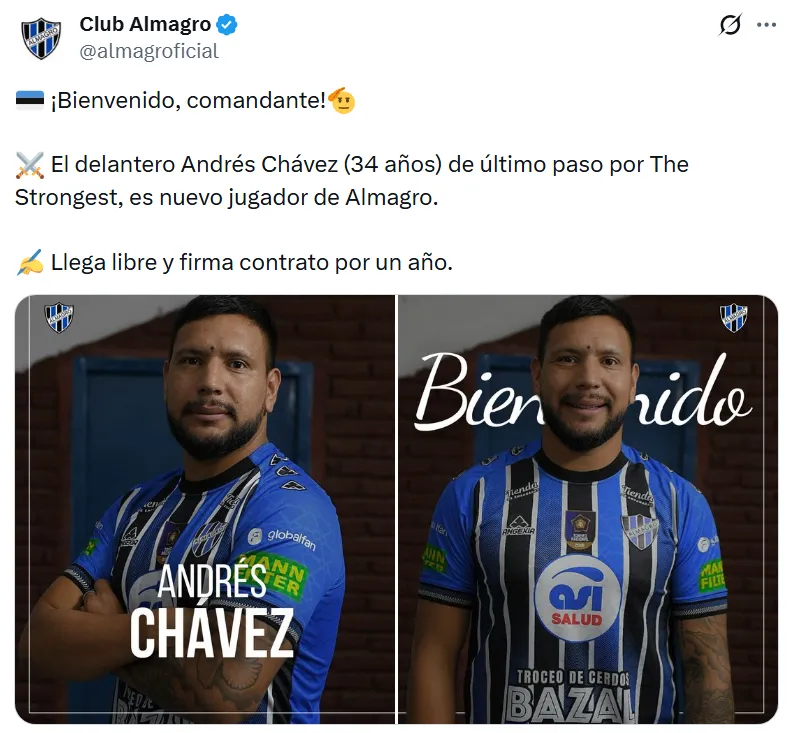 Almagro presentó a Andrés Chávez.