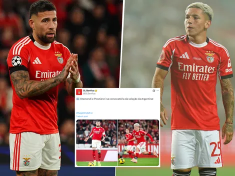 El insólito error del Benfica al anunciar la citación de Prestianni y Otamendi a la Selección Argentina