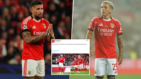Benfica anunció que Nicolás Otamendi y Gianluca Prestianni fueron convocados por Argentina para el amistoso con Qatar.