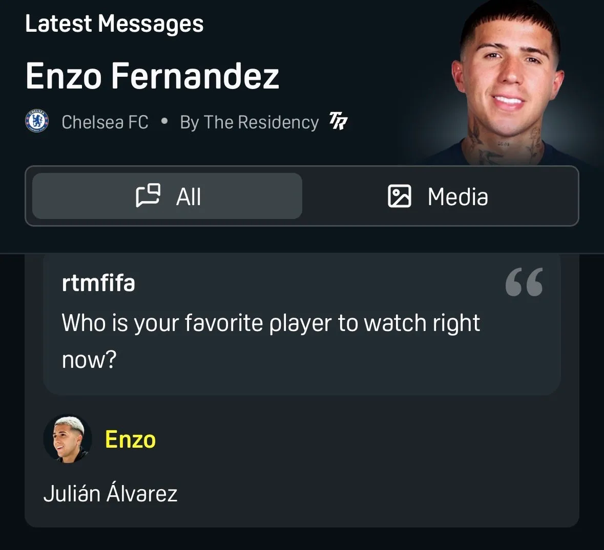 Enzo Fernández en el chat de DAZN.