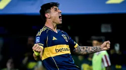 Bareira celebra su primer gol en La Bombonera.