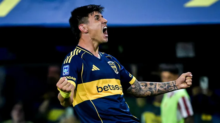 Bareira celebra su primer gol en La Bombonera.