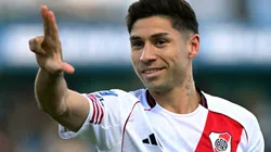 Gonzalo Montiel festeja su gol ante Estudiantes de Río Cuarto.