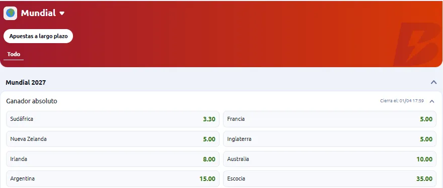 apuestas rugby para el mundial del 2027