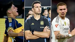 Tomás Aranda, Lionel Scaloni y Franco Mastantuono.